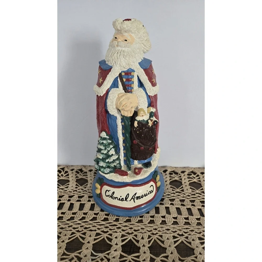 Colonial America Santa Figurine AU99 Patriotic Christmas Statue Vintage Decor